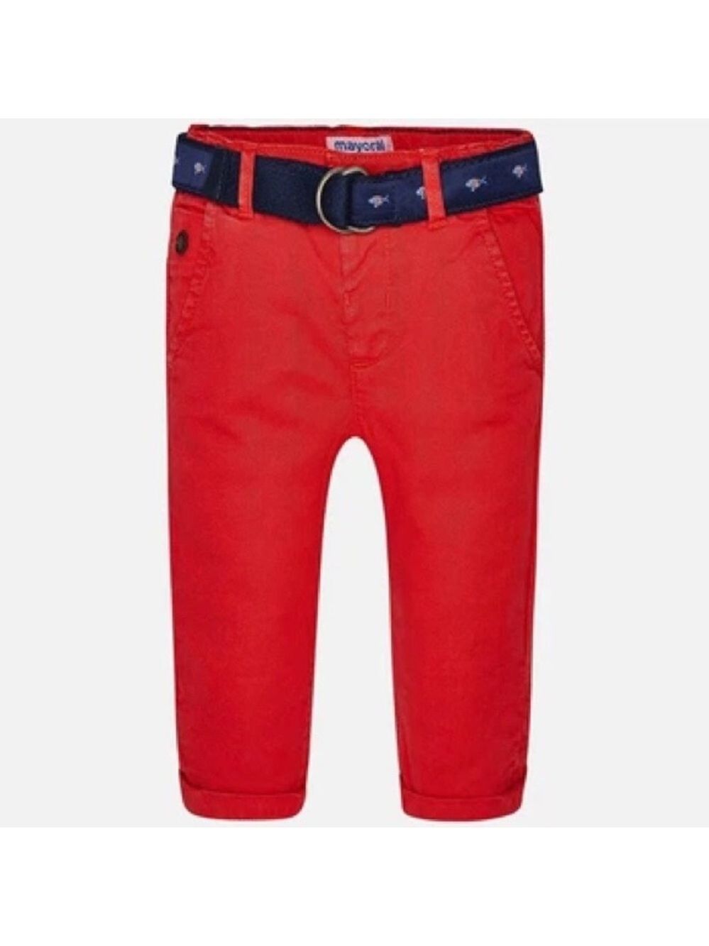 Mayoral Red Kids Casual Trousers with Navy Belt